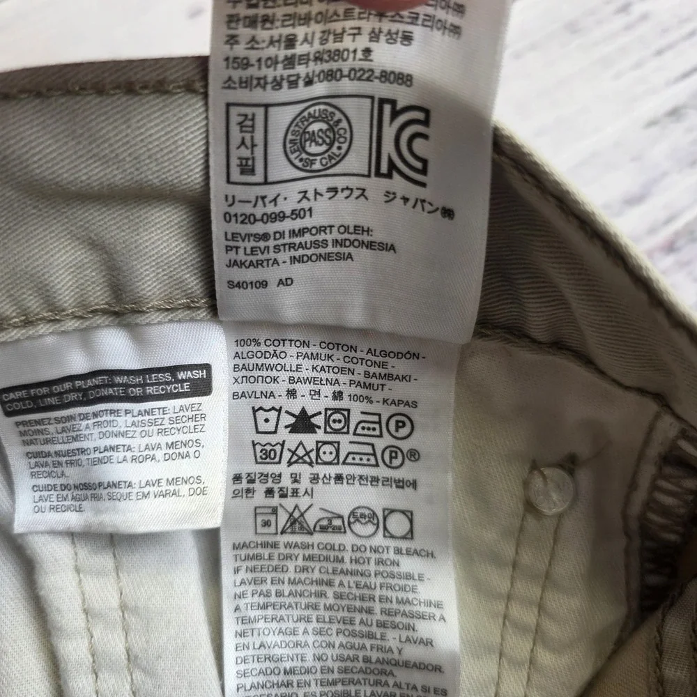 Levis 514 Jeans Mens 38x30 Beige‎ Medium Wash Straight Fit Mid Rise Cotton